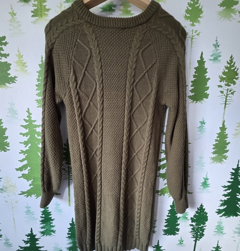 Olive Green Freshman 1996 Knit Sweater Dress